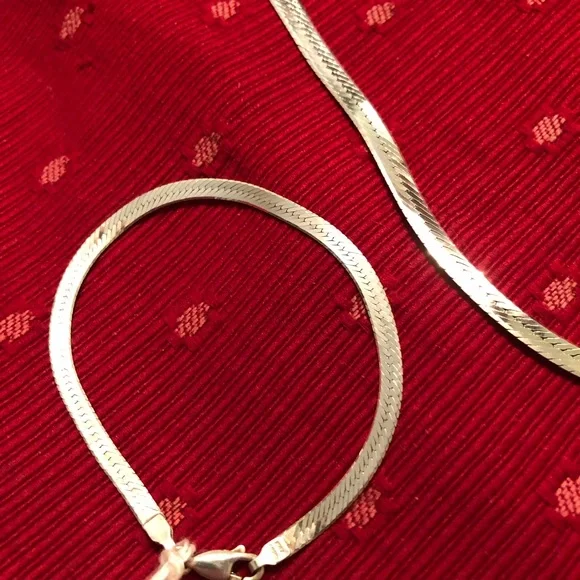 Vintage Italy 🇮🇹 Herringbone 925 6mm Necklace with matching bracelet. - Picture 3 of 14